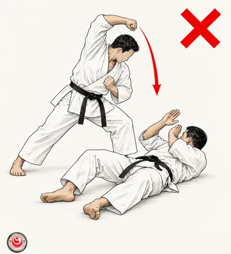 Attaquer un adversaire au sol — action interdite