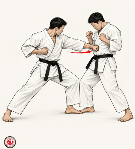 Coup de poing direct au corps — technique permise